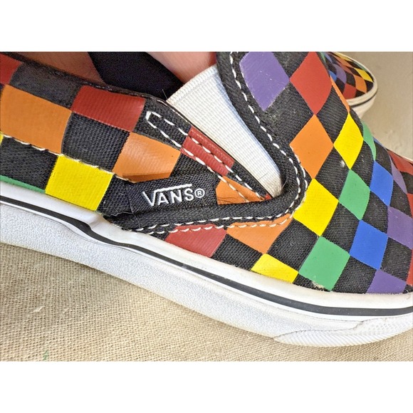 Vans "Off‎ The Wall" Rainbow Checkered Skate Shoes Women 5.5 Men 4 - Picture 8 of 8